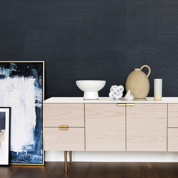 Show details for Victoria Indigo Grasscloth Wallpaper