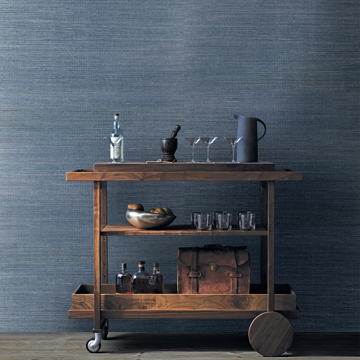 Show details for Lamphu Blue Grasscloth Wallpaper