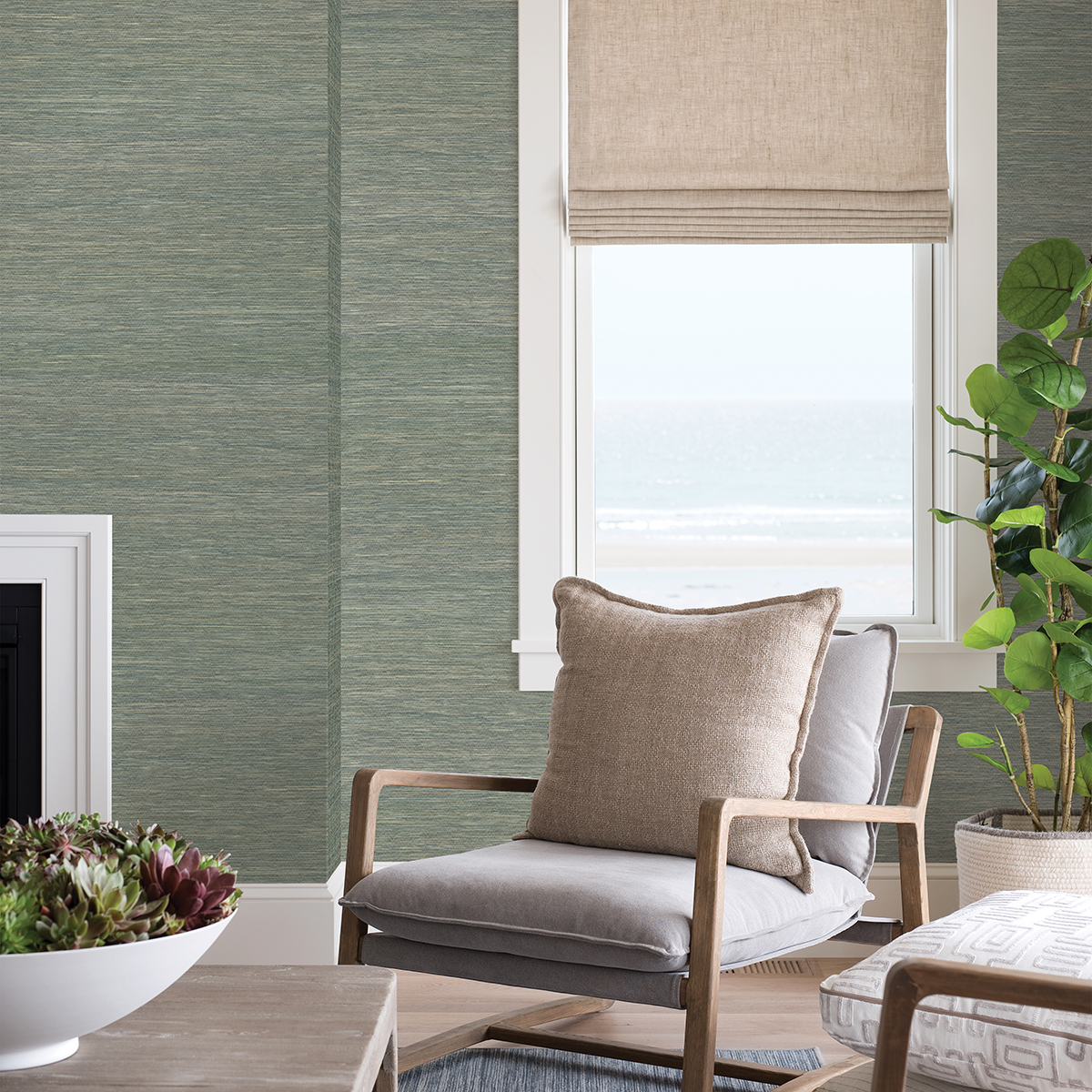 2829-82037 - Batad Green Grasscloth Wallpaper - by A - Street Prints