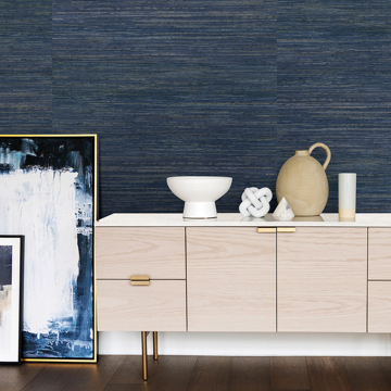 Show details for Pattini Indigo Grasscloth Wallpaper