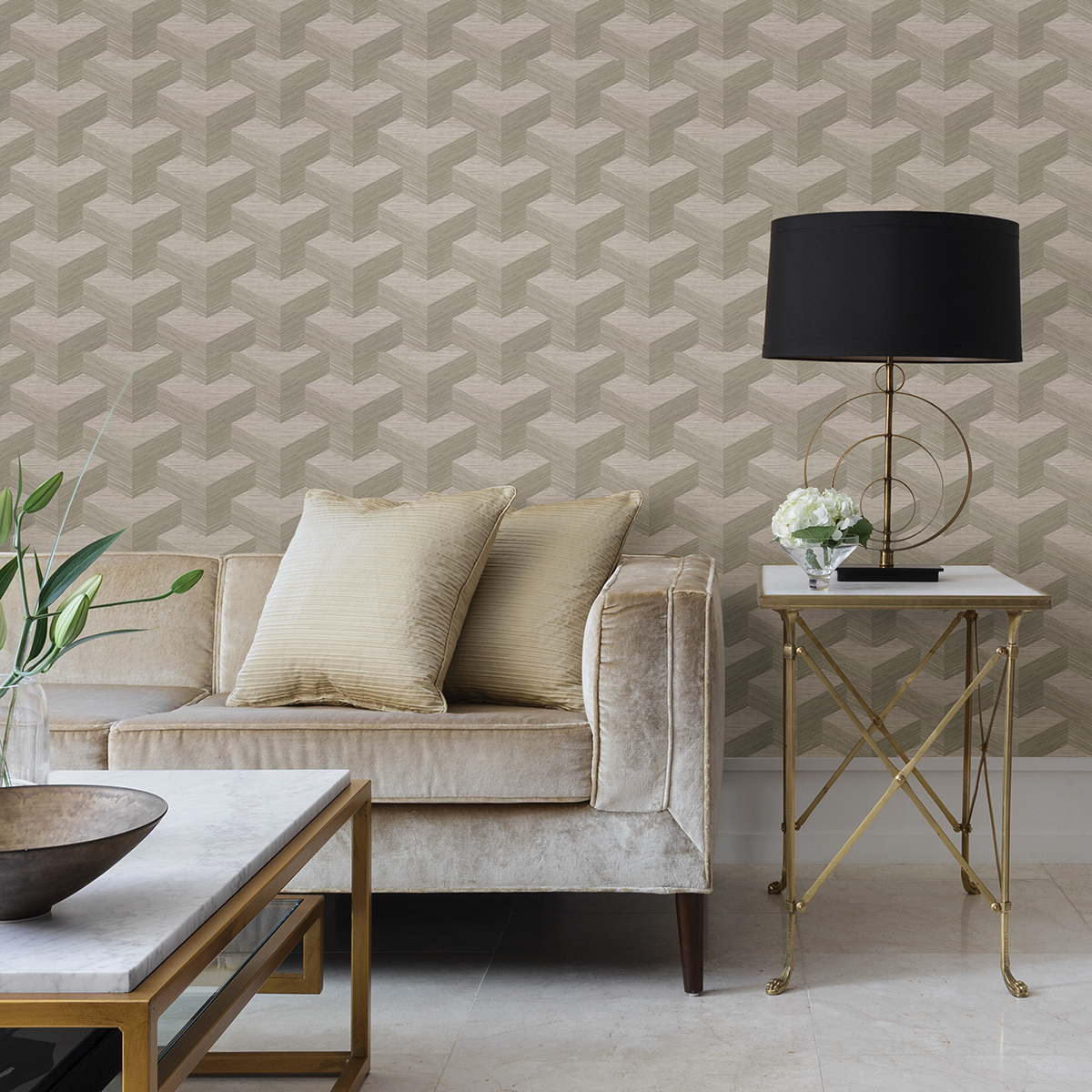 2829-82057 - Y Knot Neutral Geometric Texture Wallpaper - by A - Street