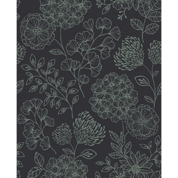 Picture of Ada Charcoal Floral Wallpaper