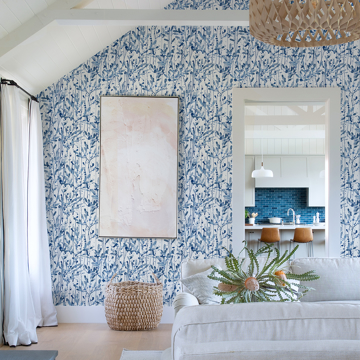Show details for Leandra Indigo Floral Trail Wallpaper