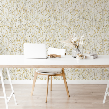 Show details for Leandra Yellow Floral Trail Wallpaper