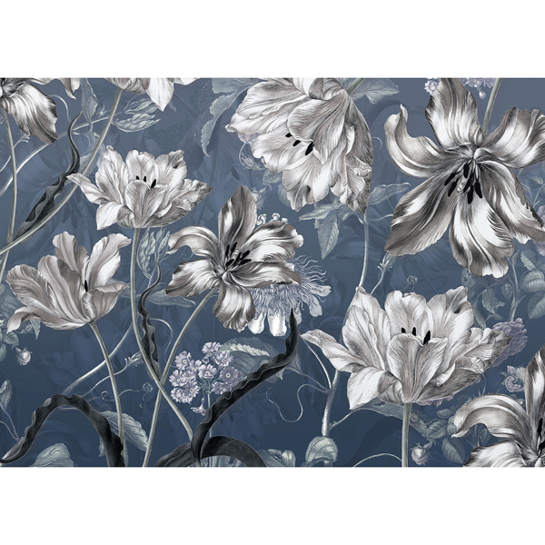Picture of Silver Florals Wall Mural