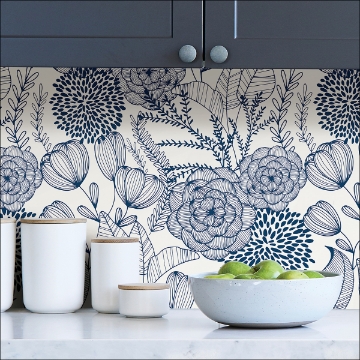 NUS3579 - Dove Floweret Peel and Stick Wallpaper - by NuWallpaper