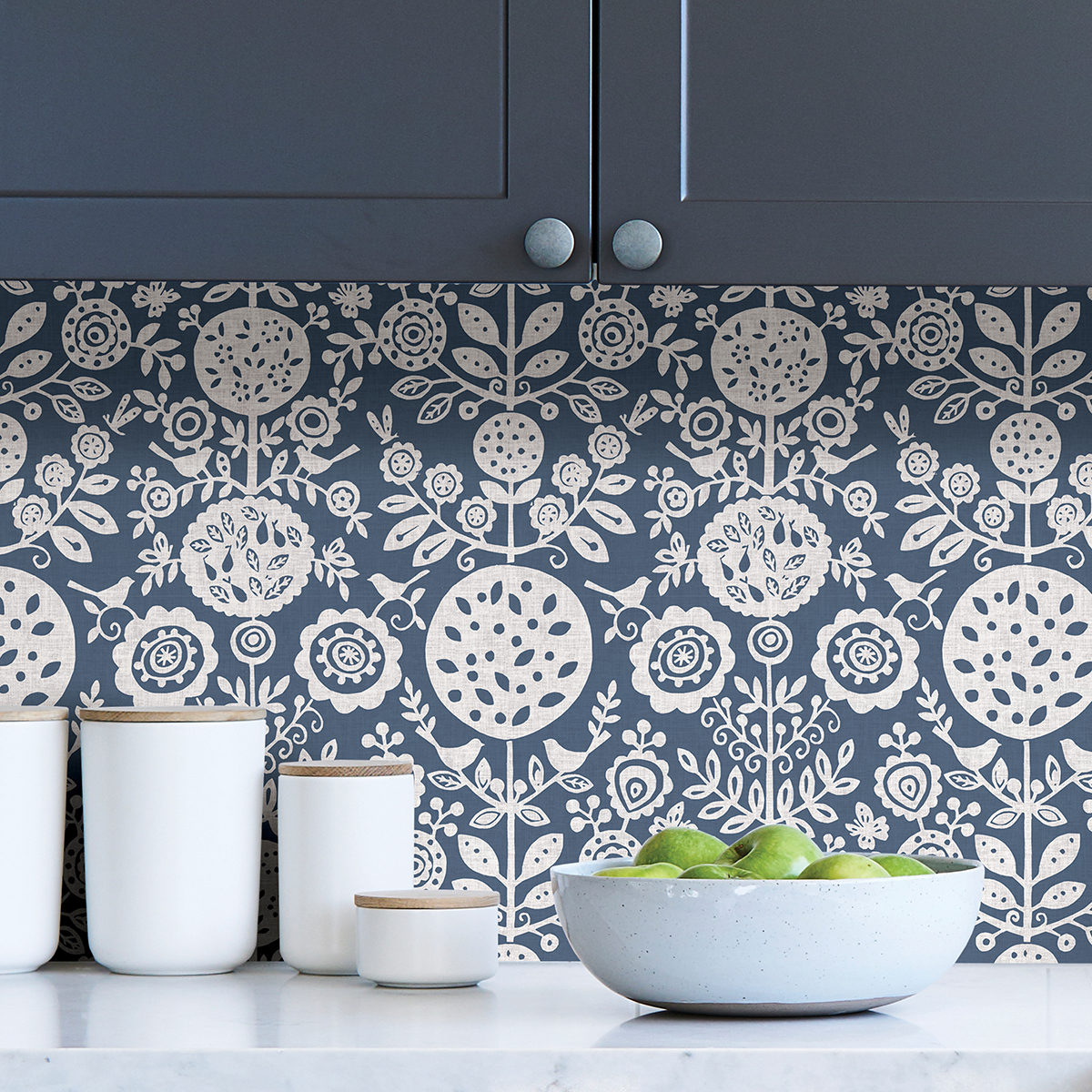 NUS4031 - Navy Anya Peel and Stick Wallpaper - by NuWallpaper