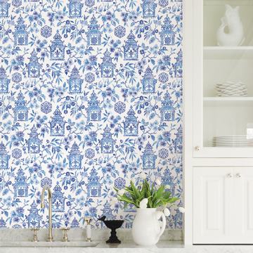 Show details for Blue Danson Peel and Stick Wallpaper