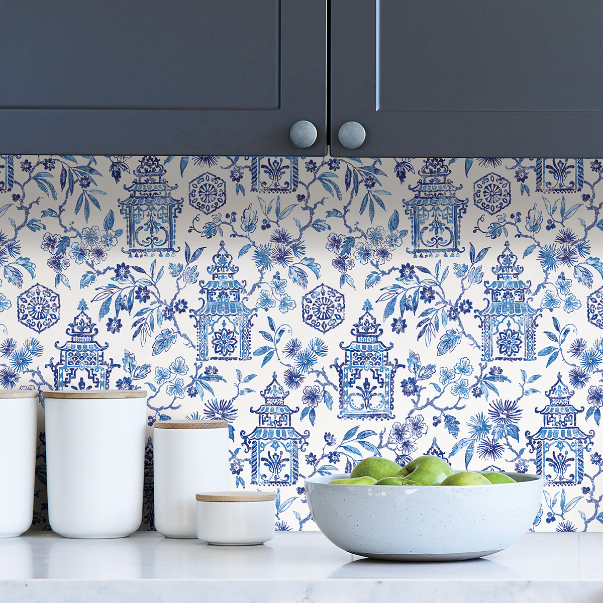 NUS4035 - Blue Danson Peel and Stick Wallpaper - by NuWallpaper