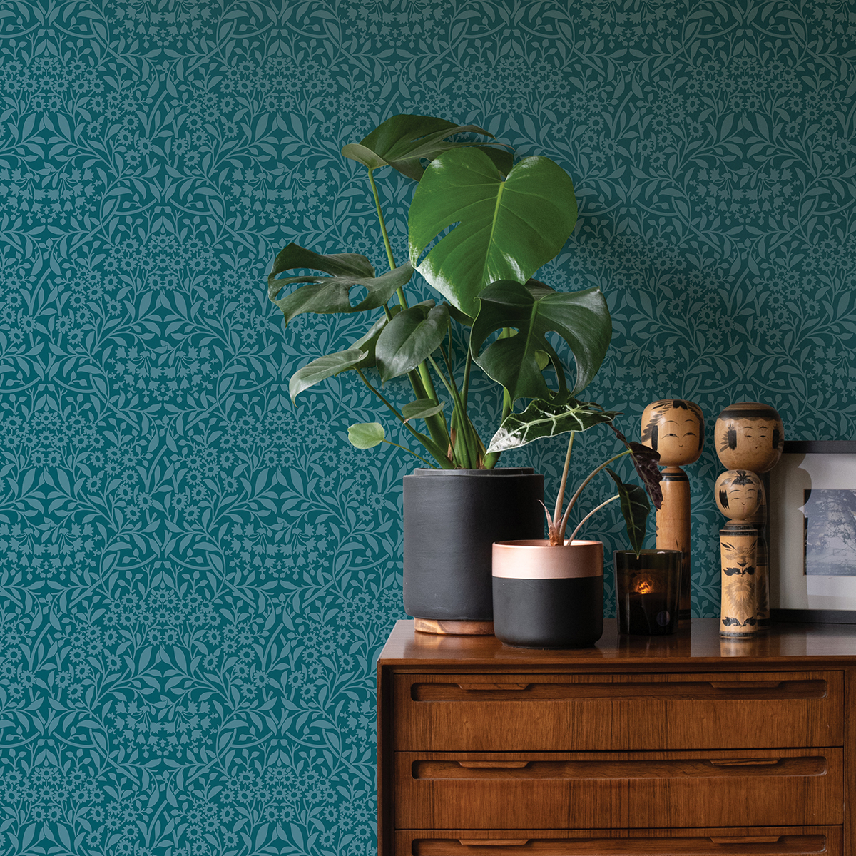 NUS4038 - Teal Darcy Peel and Stick Wallpaper - by NuWallpaper