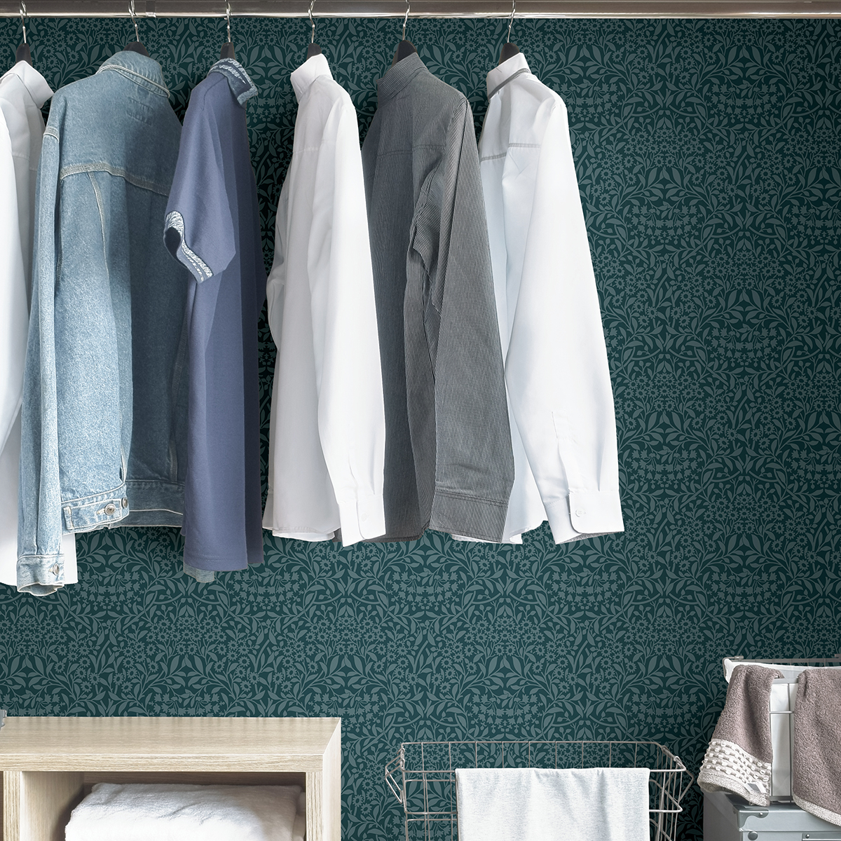 NUS4038 Teal Darcy Peel and Stick Wallpaper by NuWallpaper