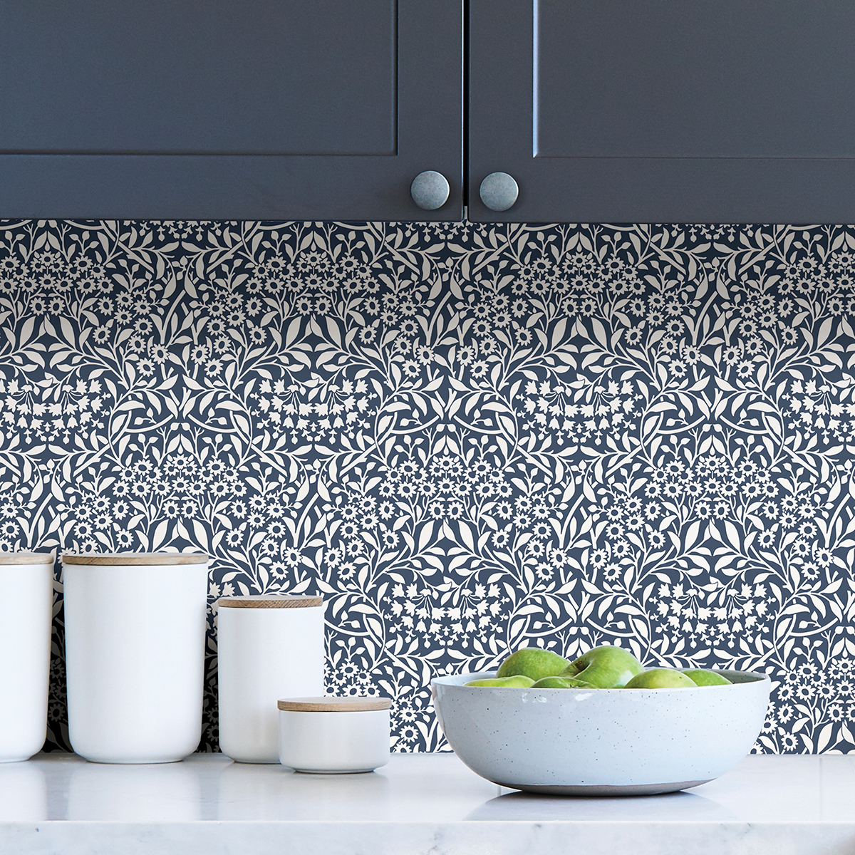 NUS4040 - Navy Darcy Peel and Stick Wallpaper - by NuWallpaper
