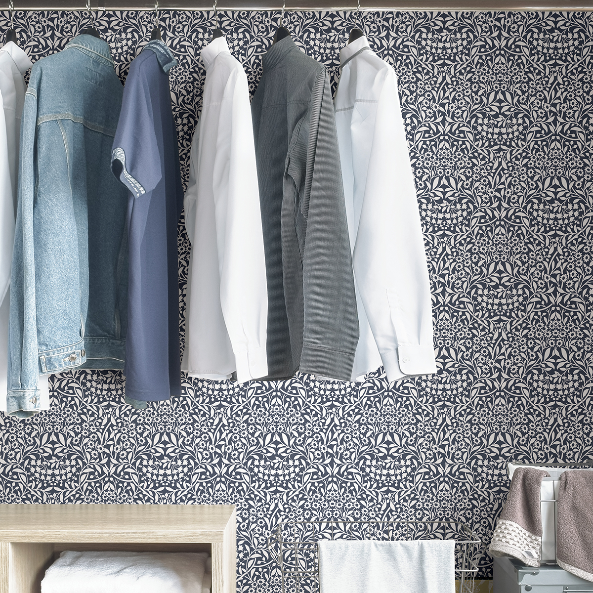 NUS4040 - Navy Darcy Peel and Stick Wallpaper - by NuWallpaper