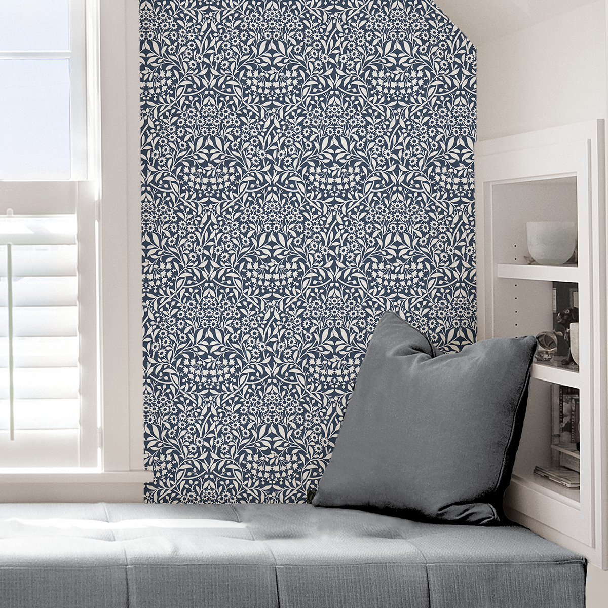 NUS4040 - Navy Darcy Peel and Stick Wallpaper - by NuWallpaper
