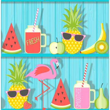 Picture of Kids Teal Tropical Shelves Wallpaper