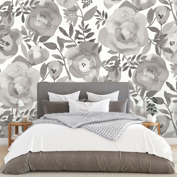 Picture of Blooming Floral Dove Grey Wall Mural