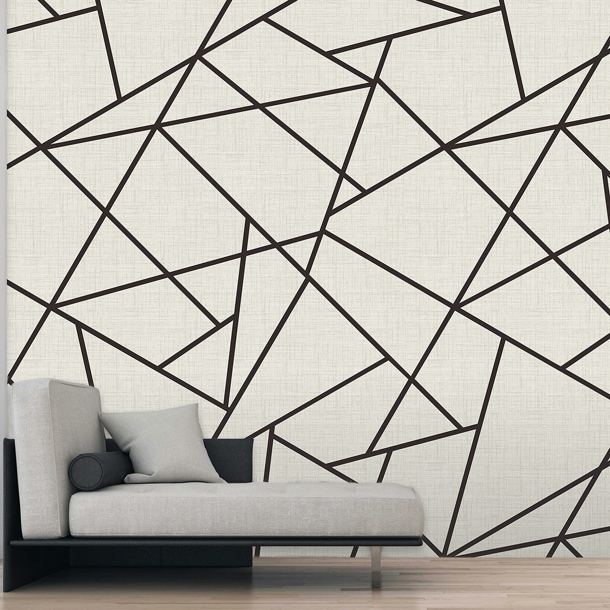 ASTM3914 - Modern Lines Black on Dove Grey Wall Mural - by Katie Hunt ...