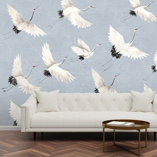 Picture of Crane You Later Ocean Blue Wall Mural