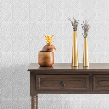 Show details for Brooklyn White Tin Paintable Wallpaper