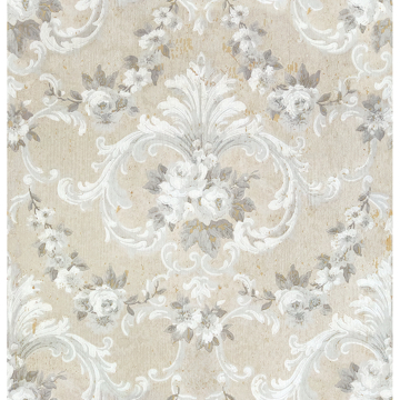 Show details for This Old Hudson Natural Neutral Rose Damask Wallpaper