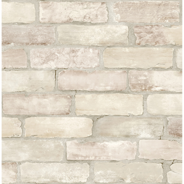 Show details for Limewashed Weathered Brick Bone Brick Wallpaper