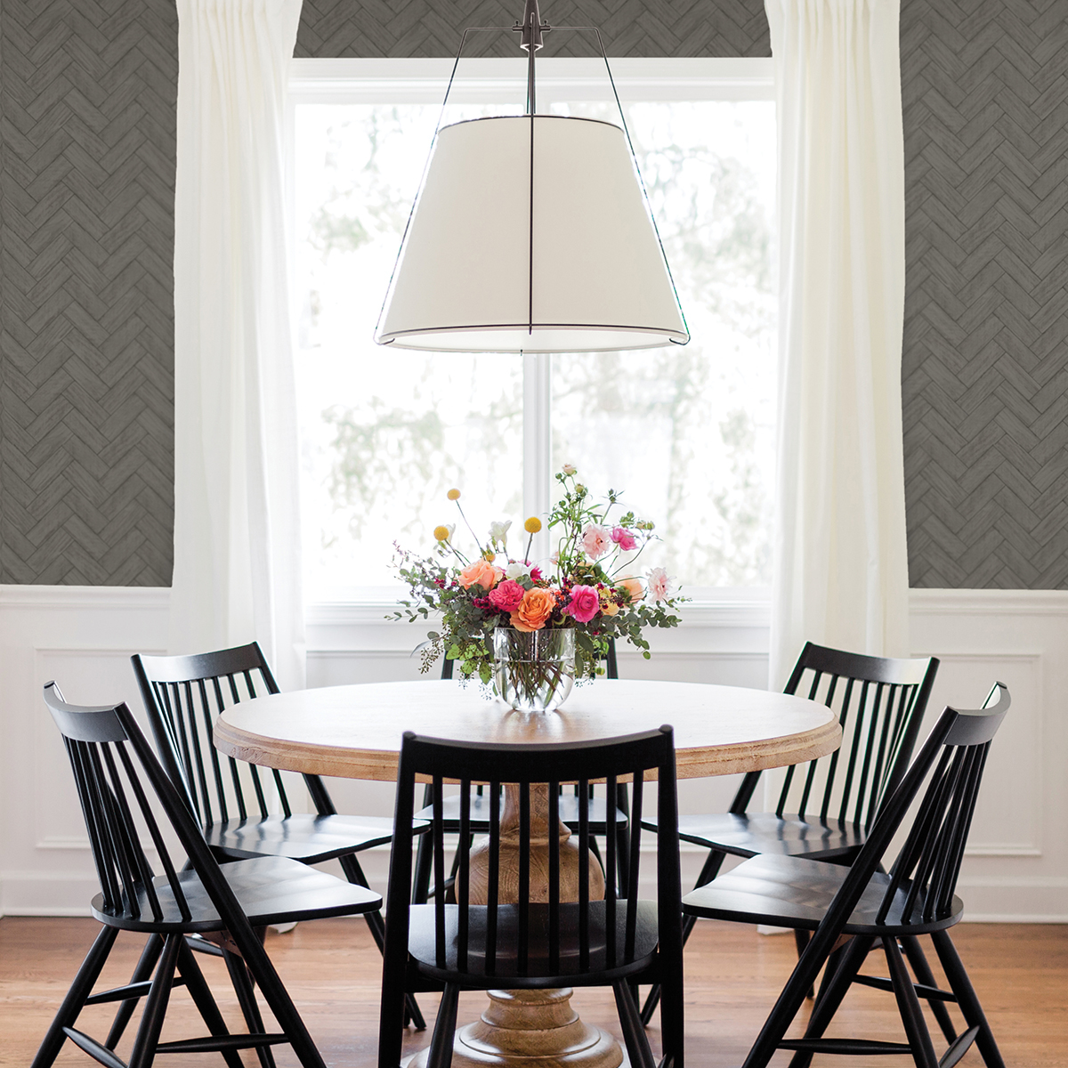 312310110 Kaliko Dark Grey Wood Herringbone Wallpaper by Chesapeake