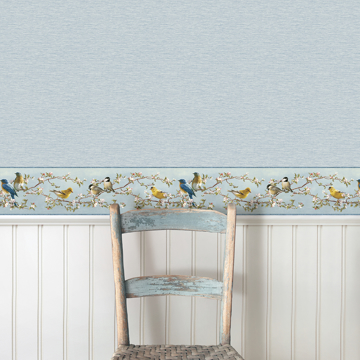 Show details for Gump Light Blue Faux Grasscloth Wallpaper