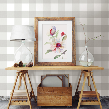 Show details for Amos Grey Gingham Wallpaper