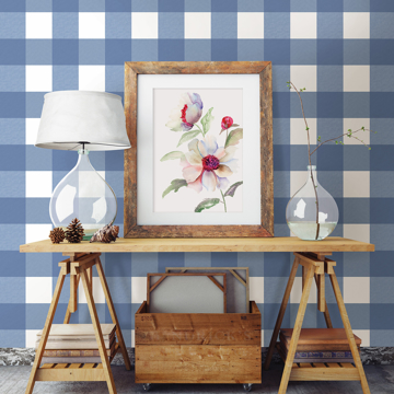 Show details for Amos Navy Gingham Wallpaper