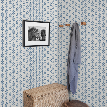 Show details for Whiskers Blue Leaf Wallpaper