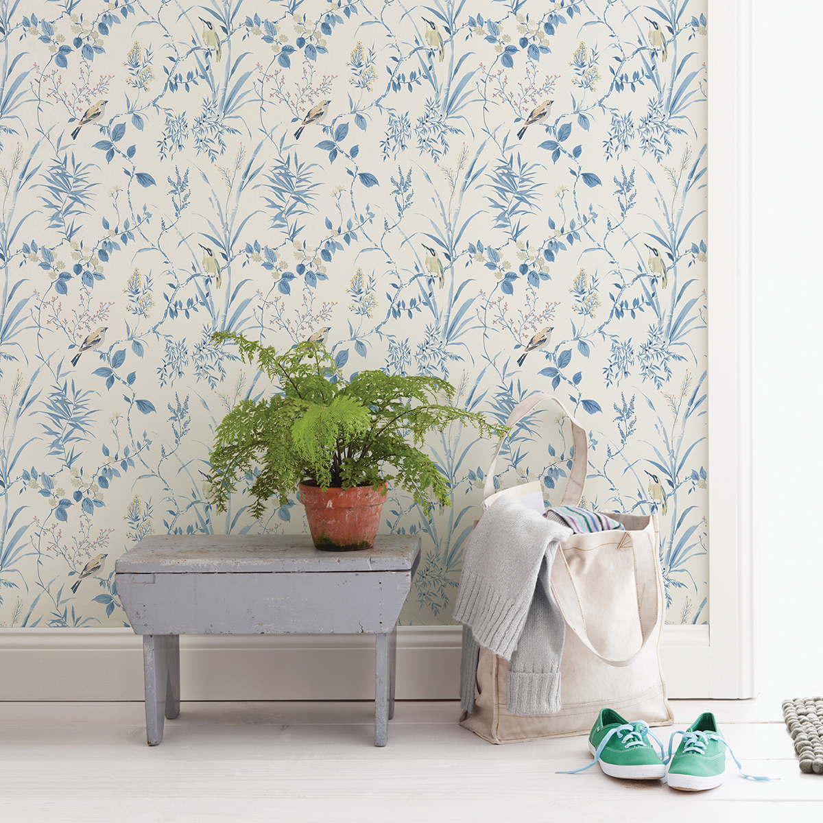 3123-24170 - Imperial Garden Blue Botanical Wallpaper - by Chesapeake