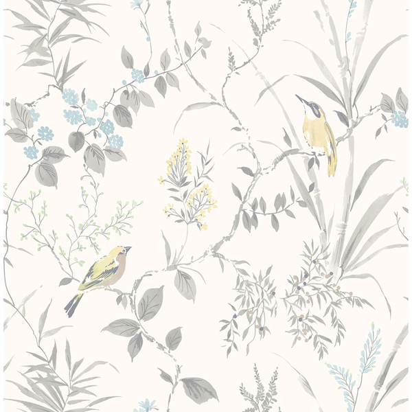 Picture of Imperial Garden Grey Botanical Wallpaper