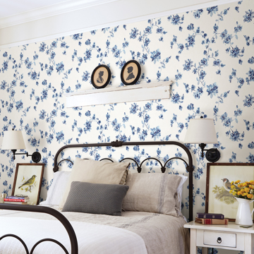 Show details for Cyrus Blueberry Festive Floral Wallpaper