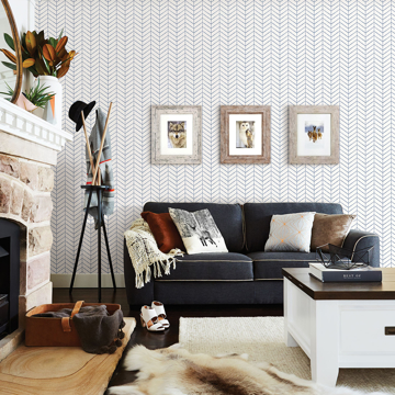 Show details for Bison Blue Herringbone Wallpaper