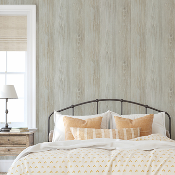 Show details for Mapleton Seafoam Wood Wallpaper