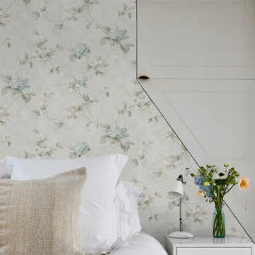 Show details for Magnolia Light Blue Hydrangea Trail Wallpaper