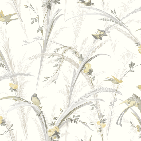 Picture of Meadowlark Yellow Botanical Wallpaper