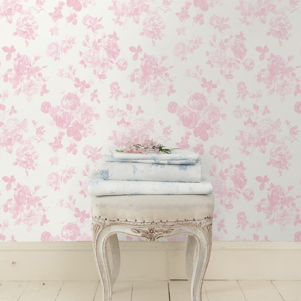 AST4101 - Everblooming Rosettes Pink Cabbage Rose Bouquets Wallpaper - by  A-Street Prints