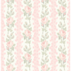 Picture of Blooming Heirloom Marie Pink Rose Stripe Wallpaper