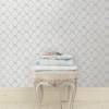 Picture of Baby Bow Light Blue Ribbon Trellis Wallpaper