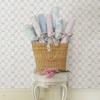 Picture of Baby Bow Light Blue Ribbon Trellis Wallpaper