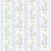 Picture of Blooming Heirloom Light Blue Rose Stripe Wallpaper