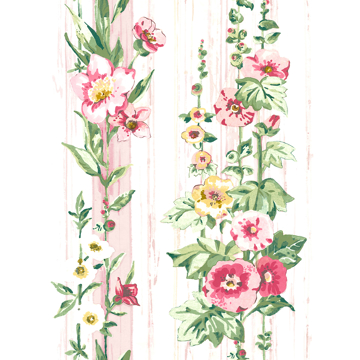 Show details for Delisa Pink Floral Stripe Wallpaper