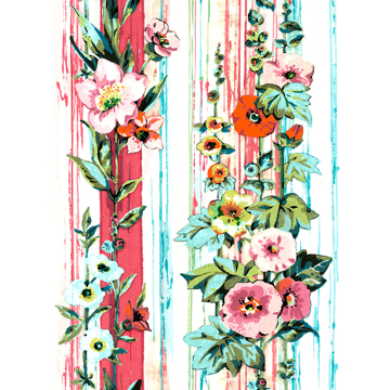 Picture of Delisa Red Floral Stripe Wallpaper