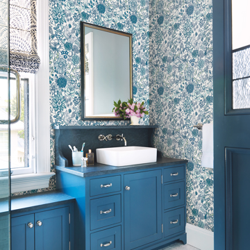 Picture of Daley Blue Line Floral Wallpaper