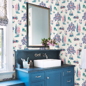 Picture of Blue Charming Grove Peel and Stick Wallpaper