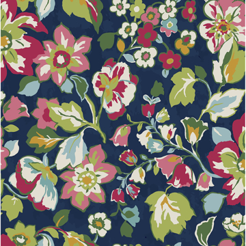 Show details for Navy Sunny Garden Peel and Stick Wallpaper