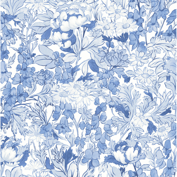 Show details for Blue Toile Foliage Peel and Stick Wallpaper