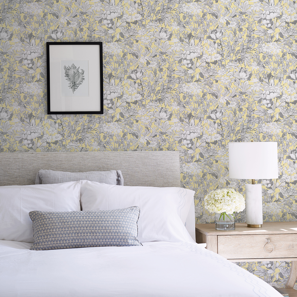 VBS4028 - Yellow Toile Foliage Peel and Stick Wallpaper - by Vera