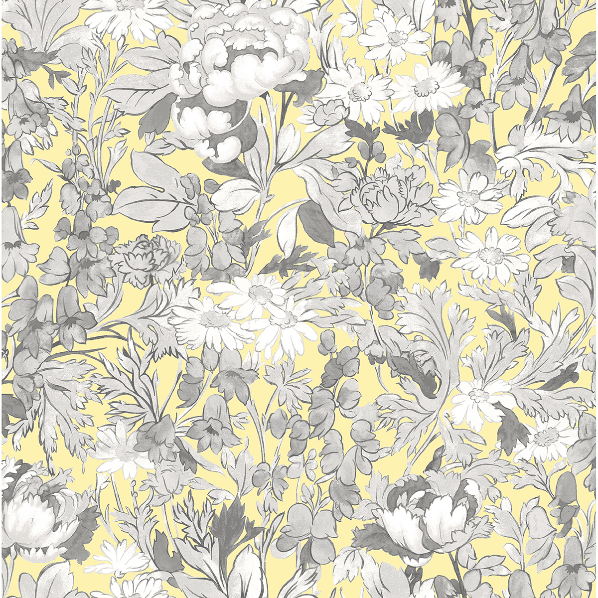 VBS4028 - Yellow Toile Foliage Peel and Stick Wallpaper - by Vera